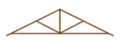 This image depicts a queen post truss against a white background.